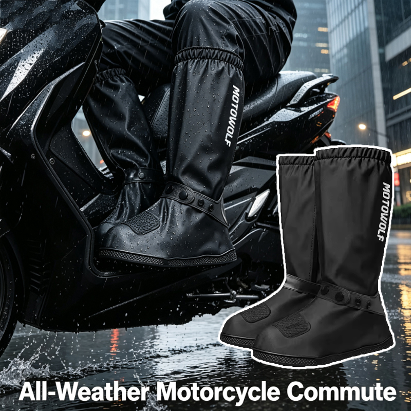 Cycling Shoes For Commute - 屋外通勤用チューブ型レインシューズカバー、再利用可能なバイク・自転車・サイクリング・旅行用レインブーツ、防雨靴、滑り止めシューズ