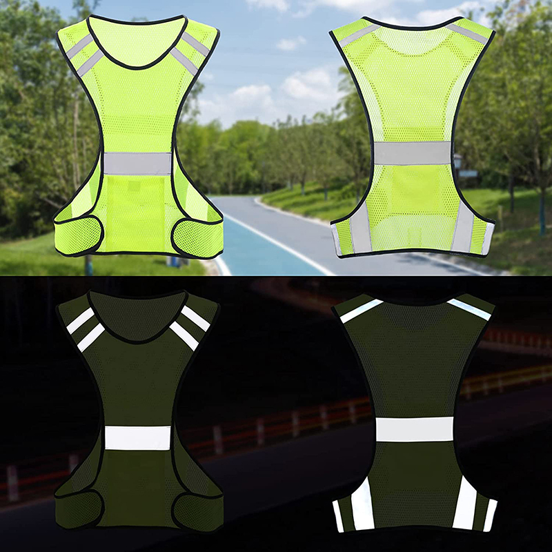 Reflective Vest Cycling - 視認性の高い蛍光メッシュ反射安全ベスト、通気性のある軽量保護ベスト、夜間ランニングやサイクリングに最適