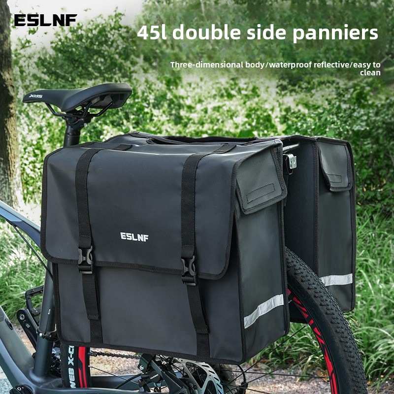 Cycling Journey - MTB自転車用45L大容量リアラックバッグ、バイクトランクバッグ、荷物用パニアバッグ、後部座席両面サイクリング自転車旅行バッグ