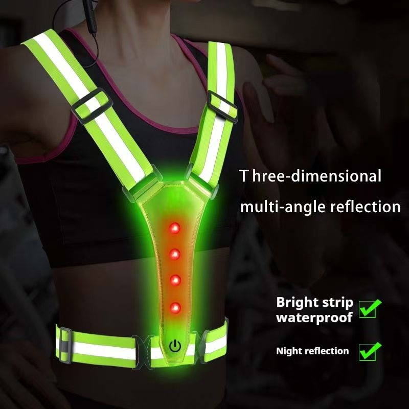 Reflective Vest Cycling - LED ランニングベスト反射発光リフレクターストラップ高サイクリング視認性夜間ランニング乗馬服弾性バンド