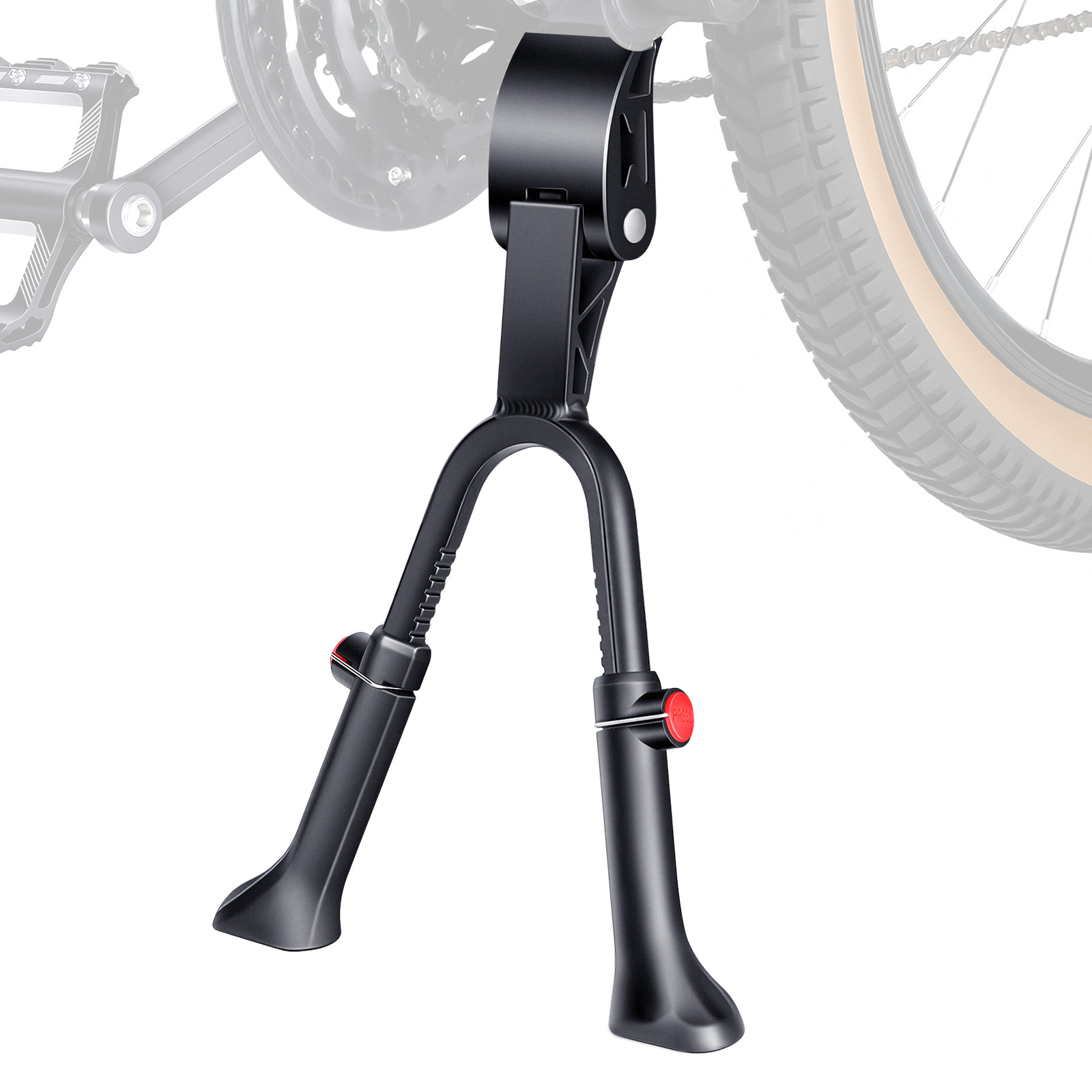 Cycling Zones - Wsdcam調整可能なダブルレッグ自転車キックスタンド、耐荷重30KG、アルミ合金製センターバイクスタンド、26〜29インチのMTBカーゴバイク用