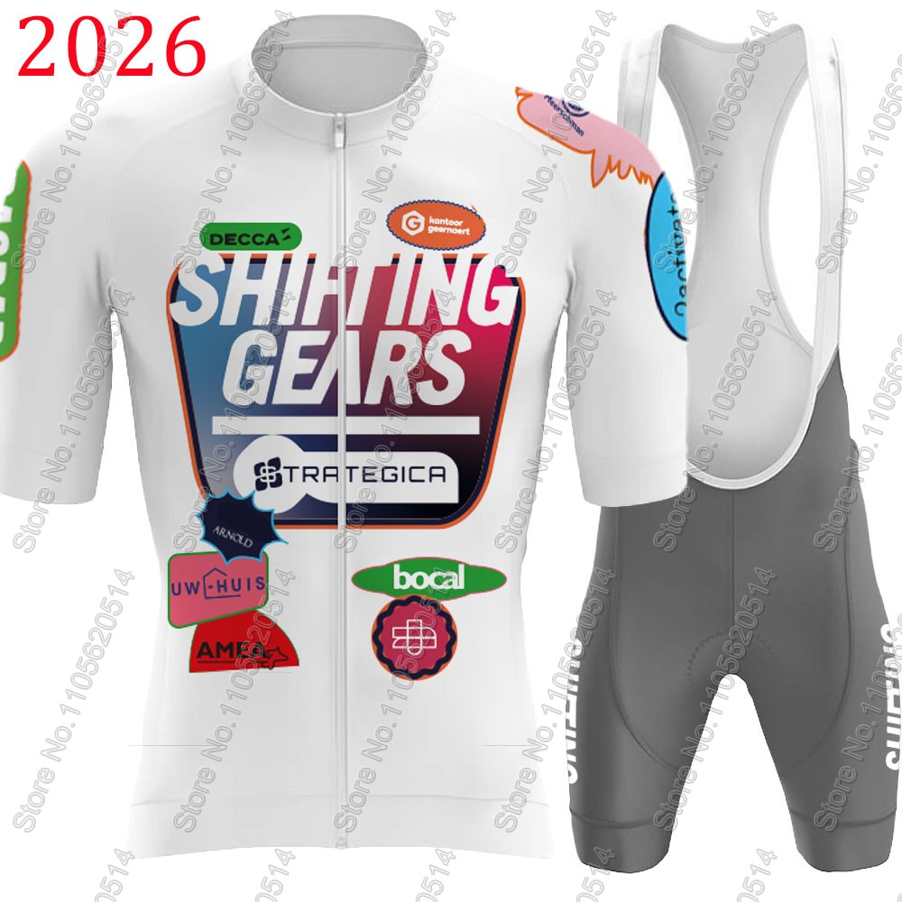 Cycling Commuter Clothing - シフトギアストラテジカ 2026 チームサイクリングジャージセットベルギーメンズ自転車服ロードバイクシャツスーツ自転車ビブショーツ MTB