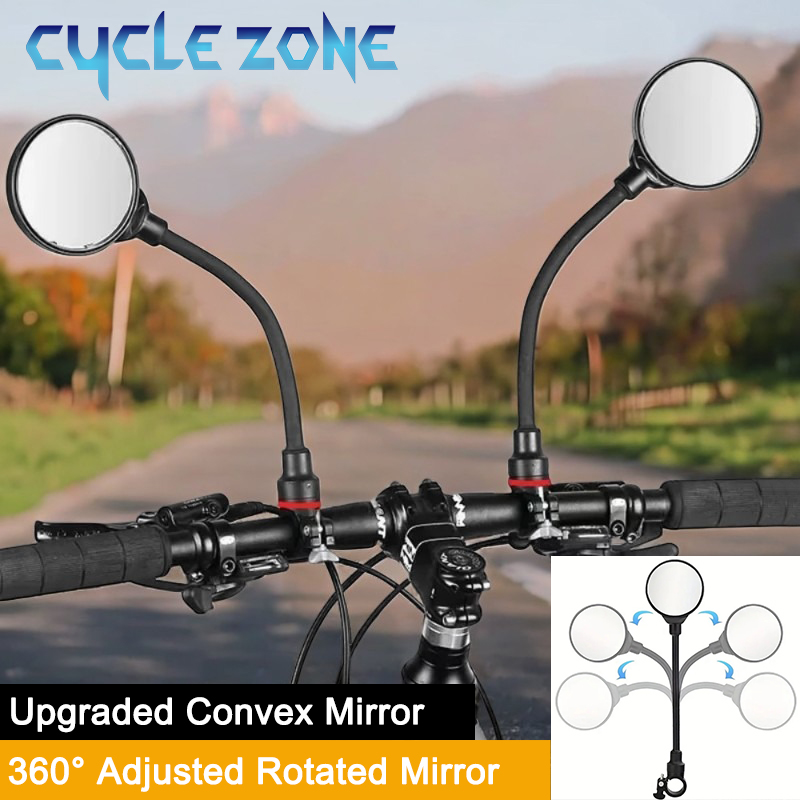 Cycling Zones - 自転車ミラー自転車ハンドルバーバックミラー回転可能と調整可能な広角リアビュー耐衝撃凸面ミラーユニバーサル