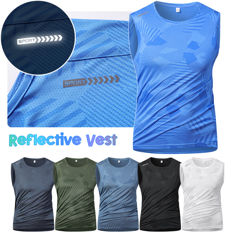 男ランニング反射ベスト夏通気性アイスシルクフィットネススポー - Reflective Vest Cycling のレビューと価格