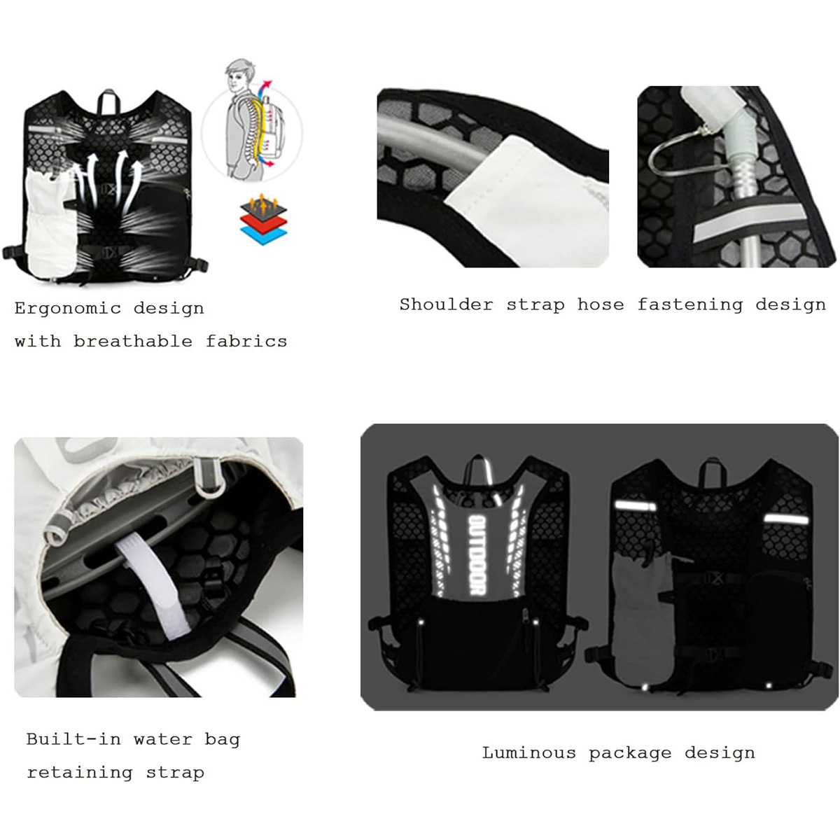 反射材付きランニングハイドレーションベスト、超軽量バックパッ - Reflective Vest Cycling のレビューと価格