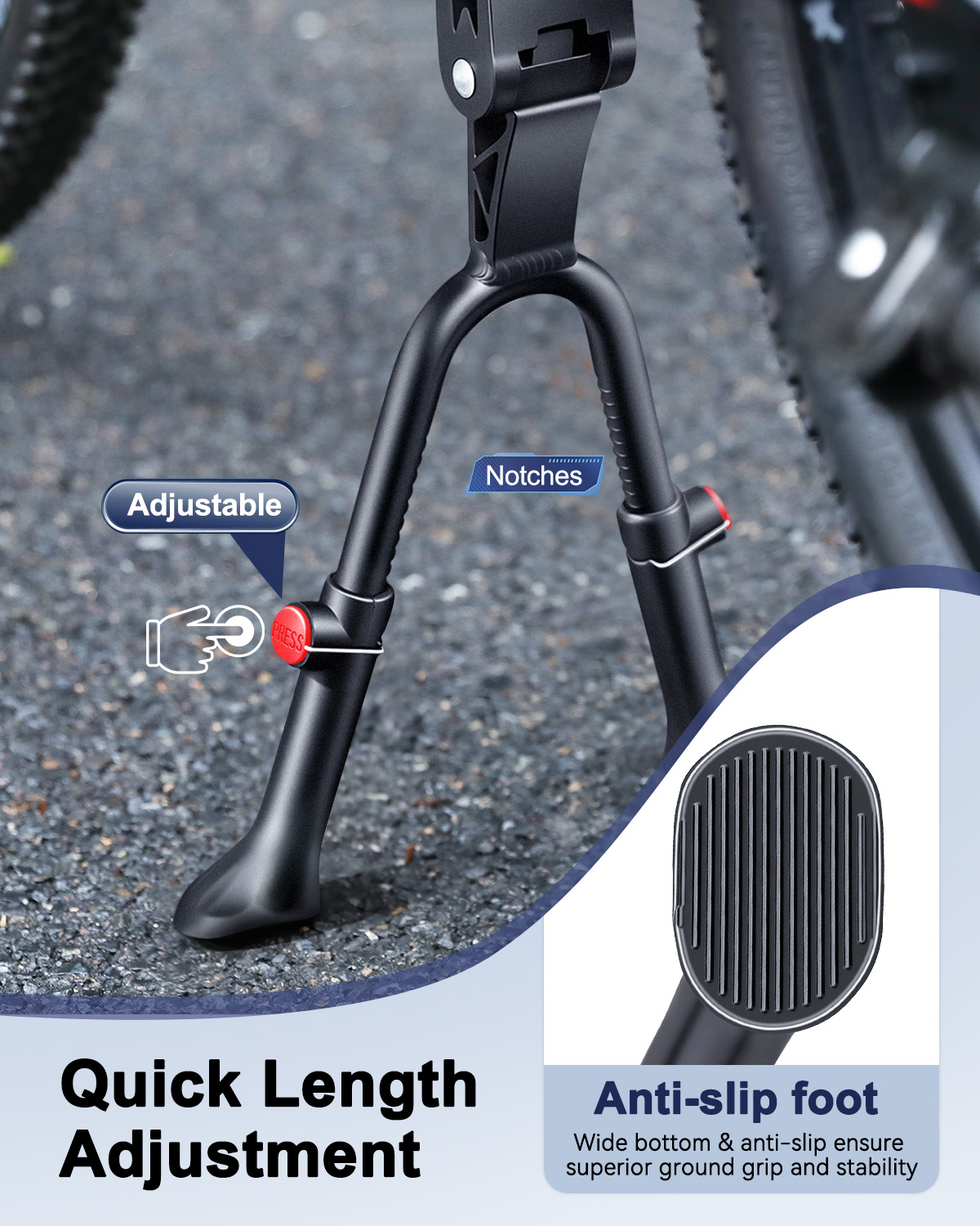 Wsdcam調整可能なダブルレッグ自転車キックスタンド、耐荷 - Cycling Zones のレビューと価格